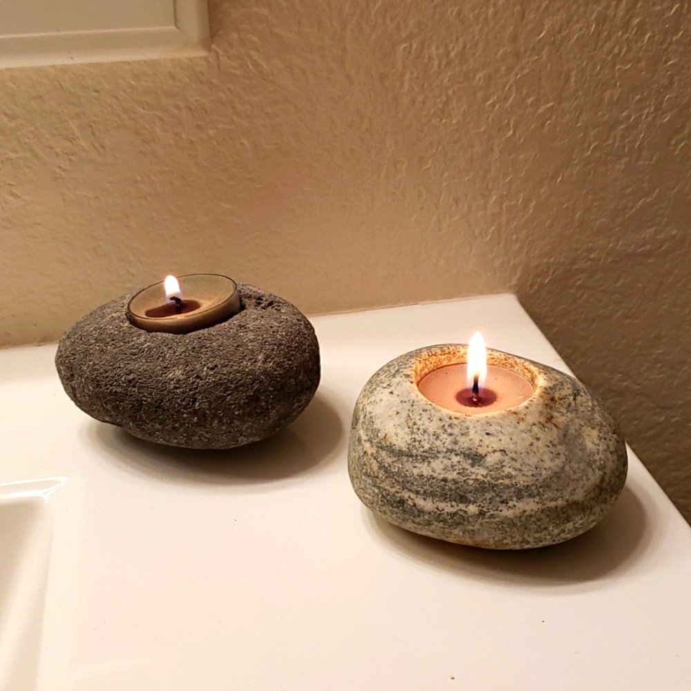 Stone tealight candle holders